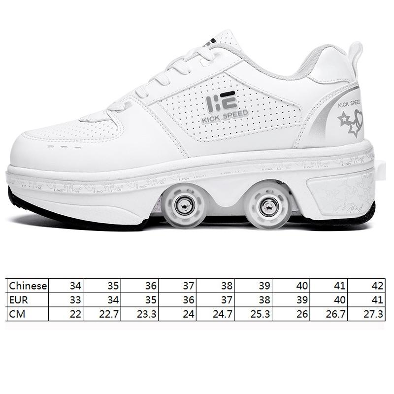 37 Double Row Deformation Rune Roller Skates - Dual Purpose - High-Top With Light (White) 6