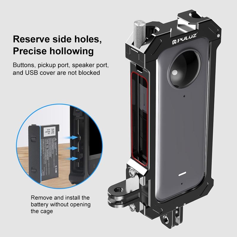 Metal Protective Cage for Insta360 X3 with Cold Shoe and Tripod Adapter 7
