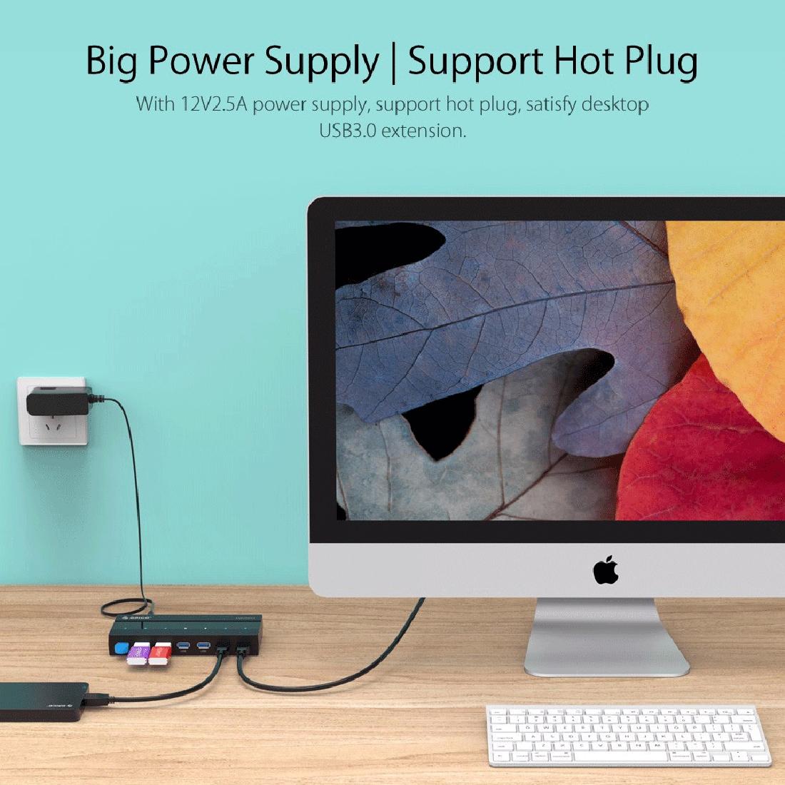 High Speed 7-Port Usb 3.0 Hub With Power Adapter 4