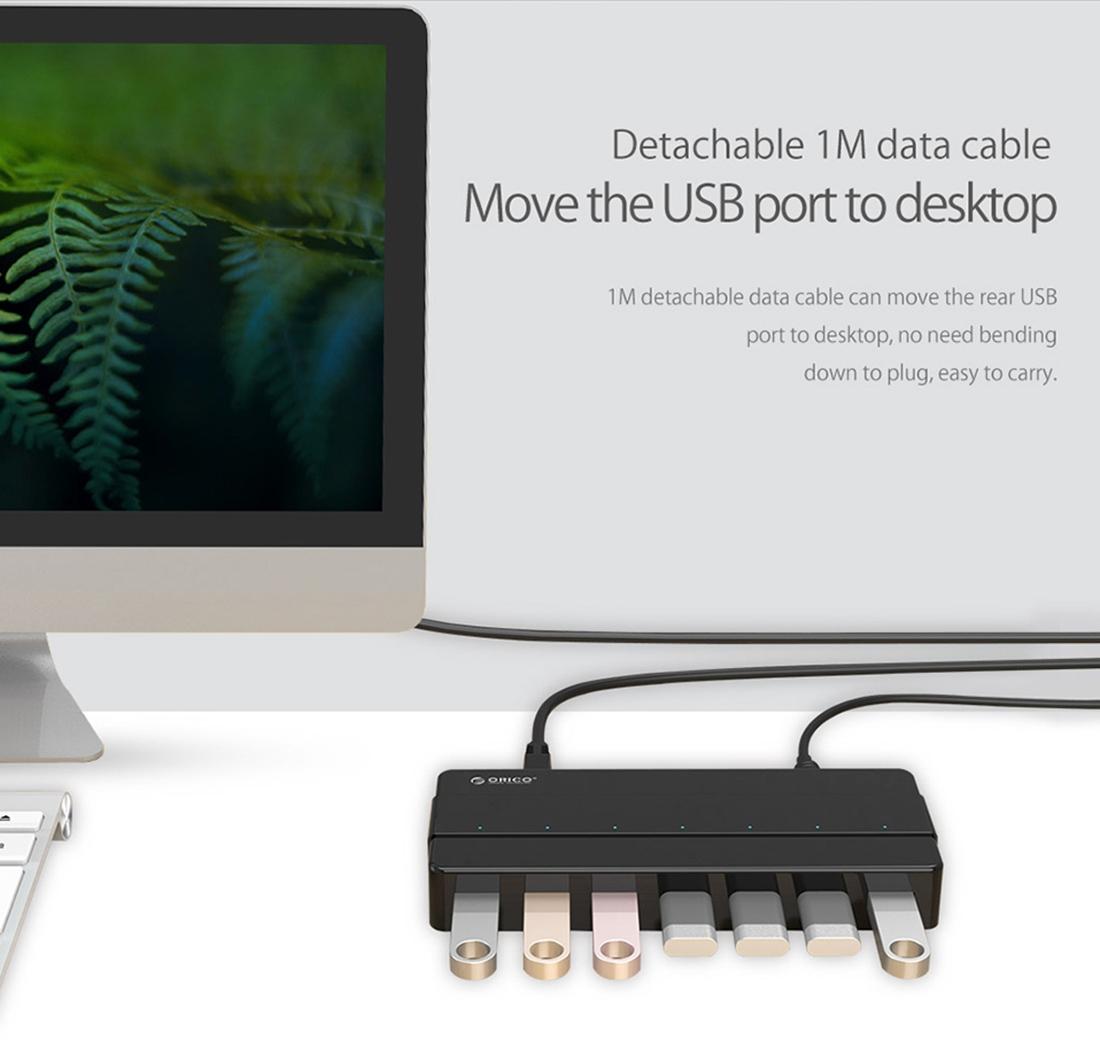 7-Port Usb 3.0 Desktop Hub With 1M Cable 4
