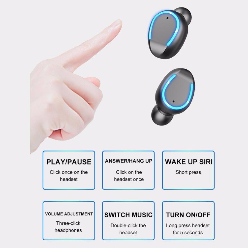 Intelligent Noise Cancelling Bluetooth Earphones with Touch Control and Charging Box - Black 10