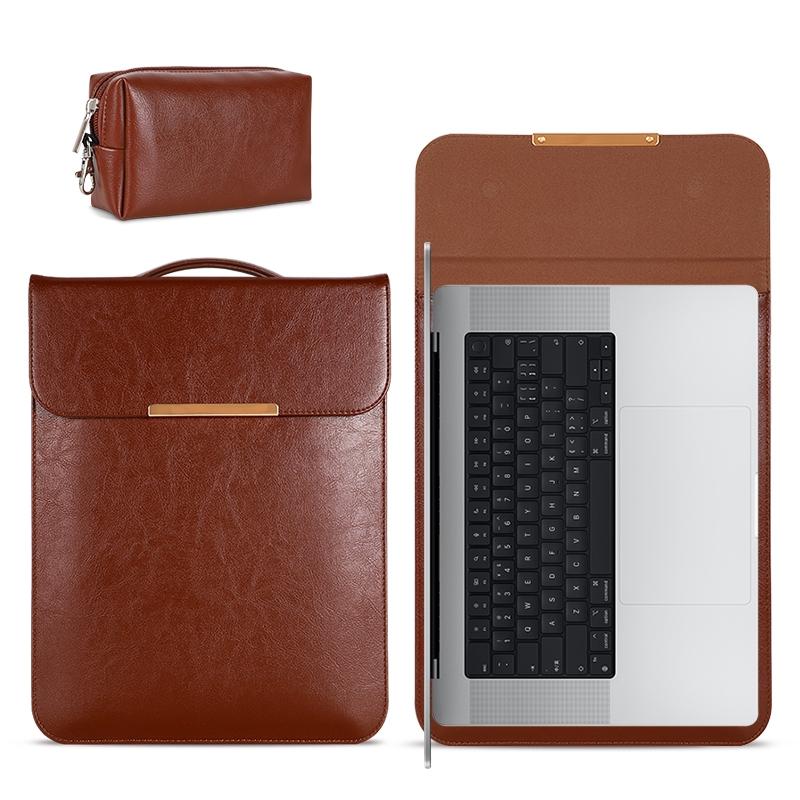 13.3 2-In-1 Laptop Sleeve With Mouse Storage In Pu Leather - Black 3
