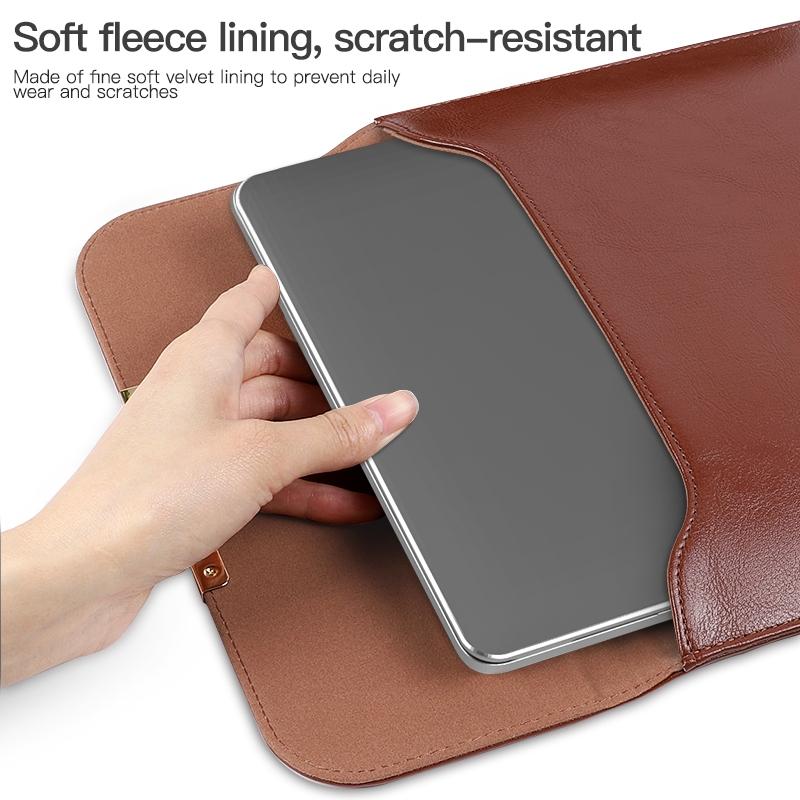 13.3 2-In-1 Laptop Sleeve With Mouse Storage In Pu Leather - Black 6