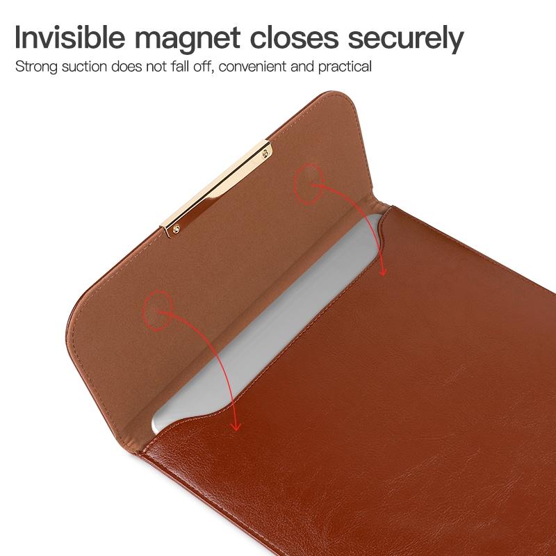 13.3 2-In-1 Laptop Sleeve With Mouse Storage In Pu Leather - Black 7