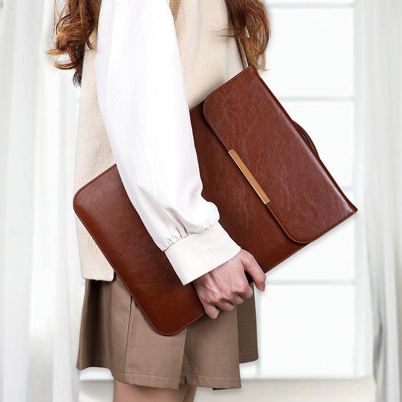 13.3 2-In-1 Laptop Sleeve With Mouse Storage In Pu Leather - Black 8