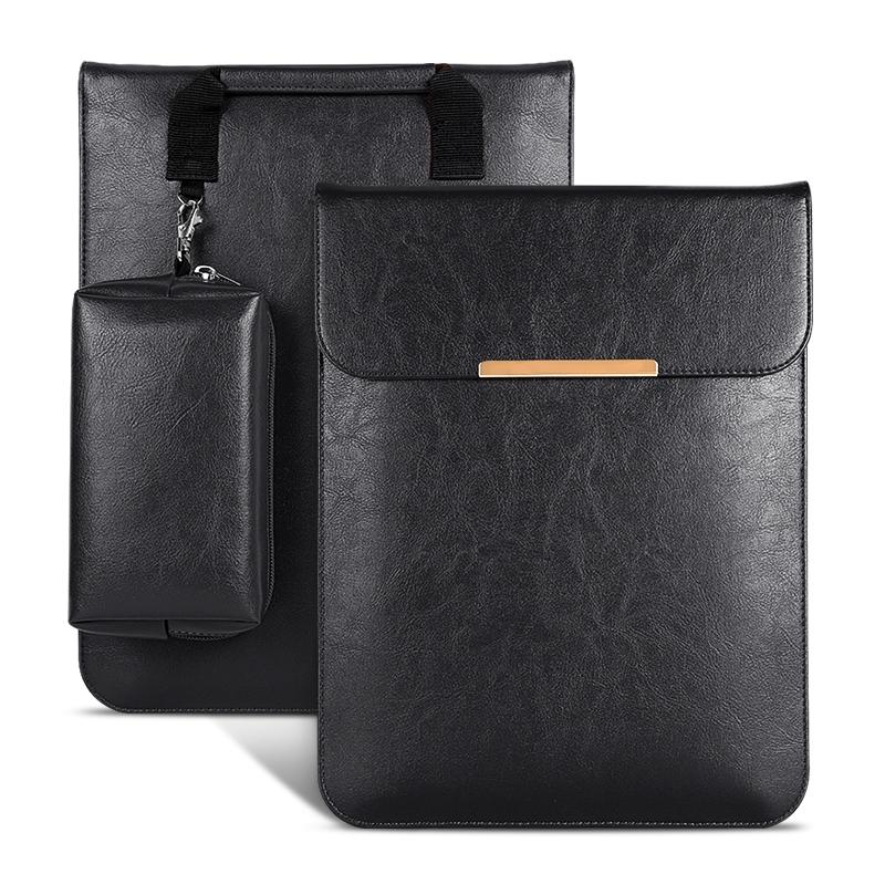 13.3 2-In-1 Laptop Sleeve With Mouse Storage In Pu Leather - Black 9