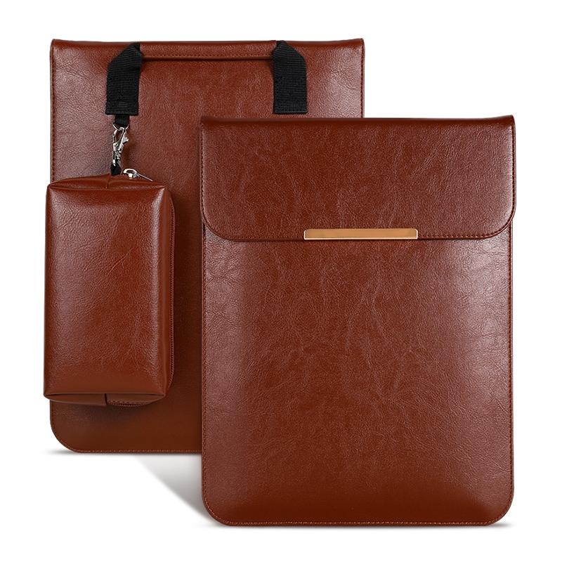 13.3 2-In-1 Laptop Sleeve With Mouse Storage In Pu Leather - Black 10