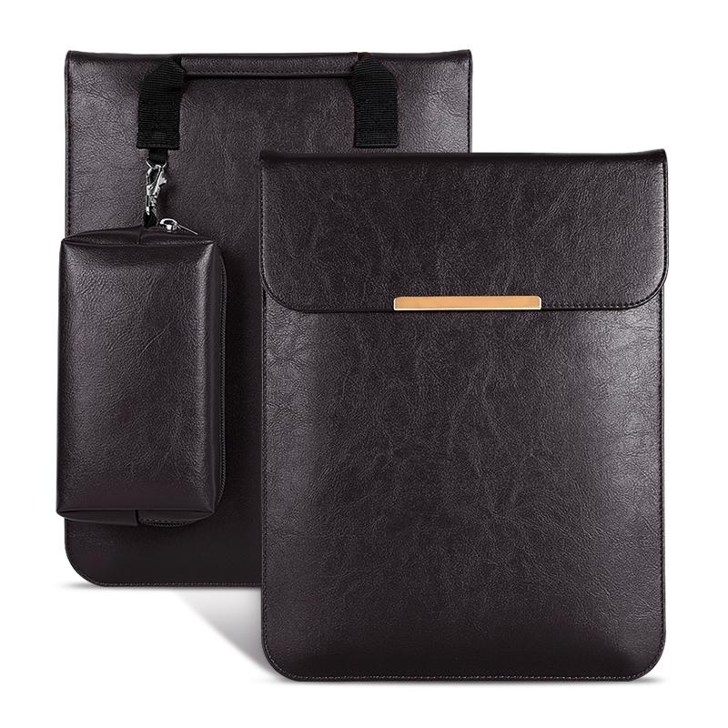 13.3 2-In-1 Laptop Sleeve With Mouse Storage In Pu Leather - Black 11