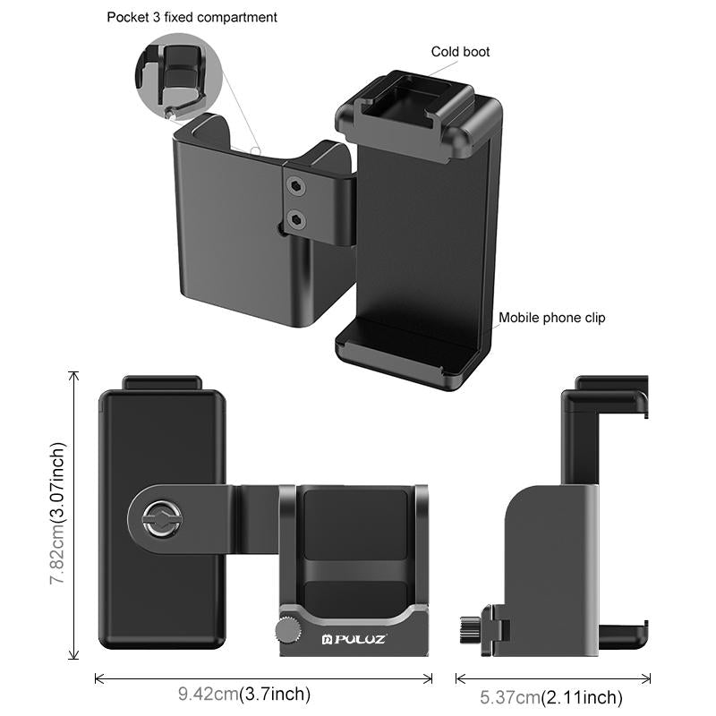 3 In 1 Protective Frame For Dji Osmo Pocket Phone Clamp Adapter Black 4