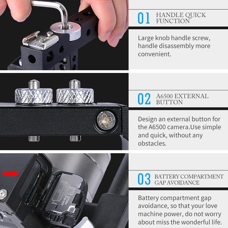 Camera Stabilizer Cage - Black for Sony A6000 / A6300 / A6500 / A6400 5