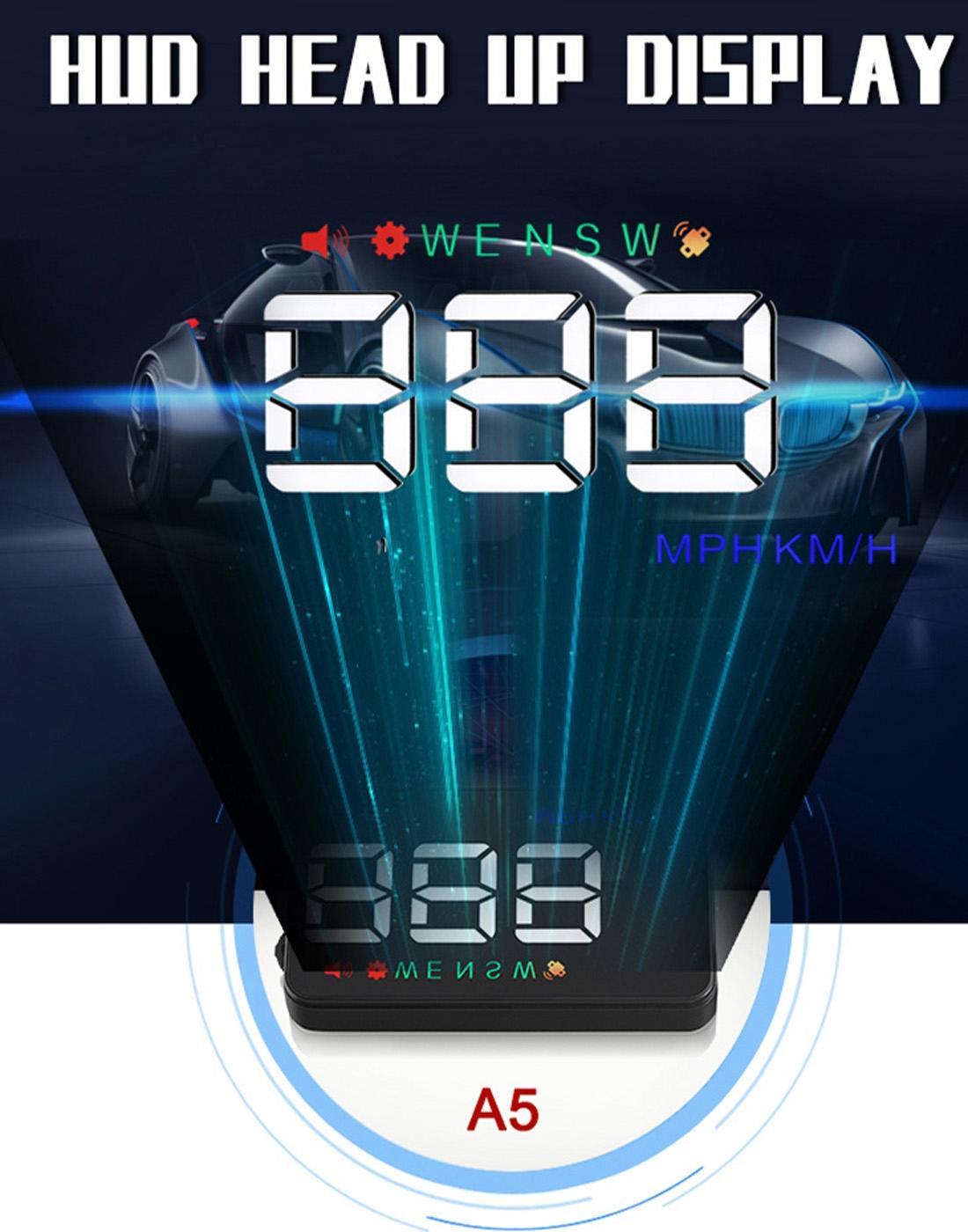 3.5 Inch Car Hud With Gps 2 Display Modes Light Sensors Speed & Compass Speed Alarm - Black 14