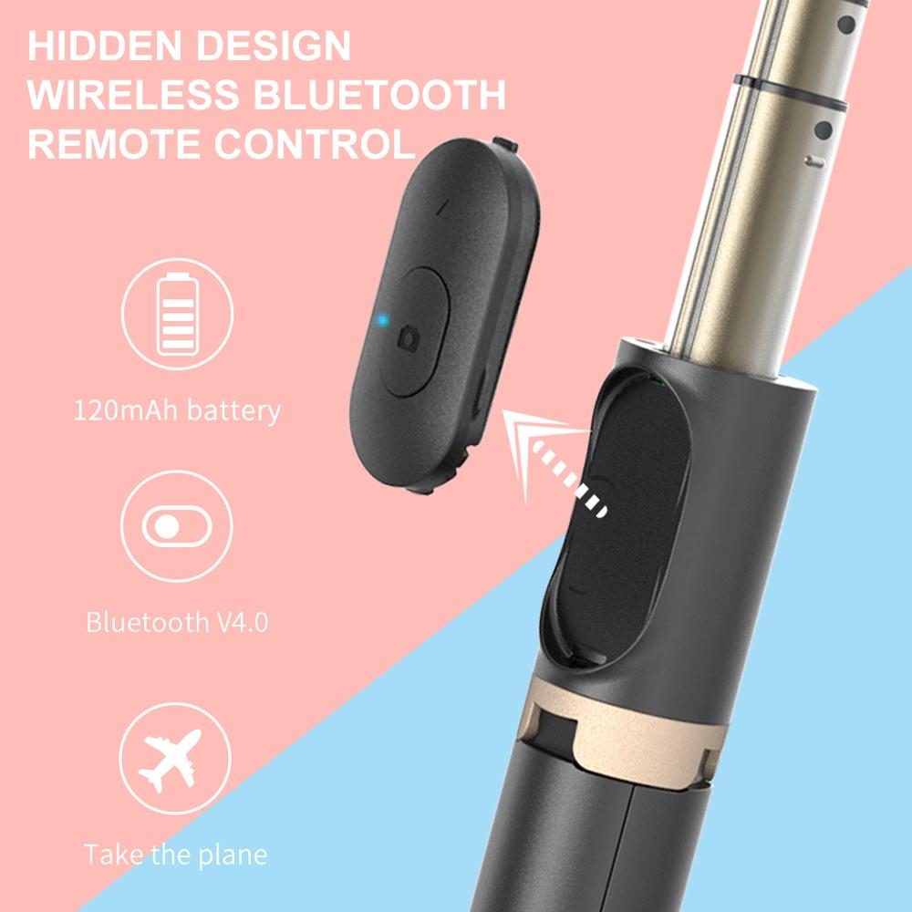 Bluetooth Remote Selfie Stick with Tripod and Phone Holder - Black 5