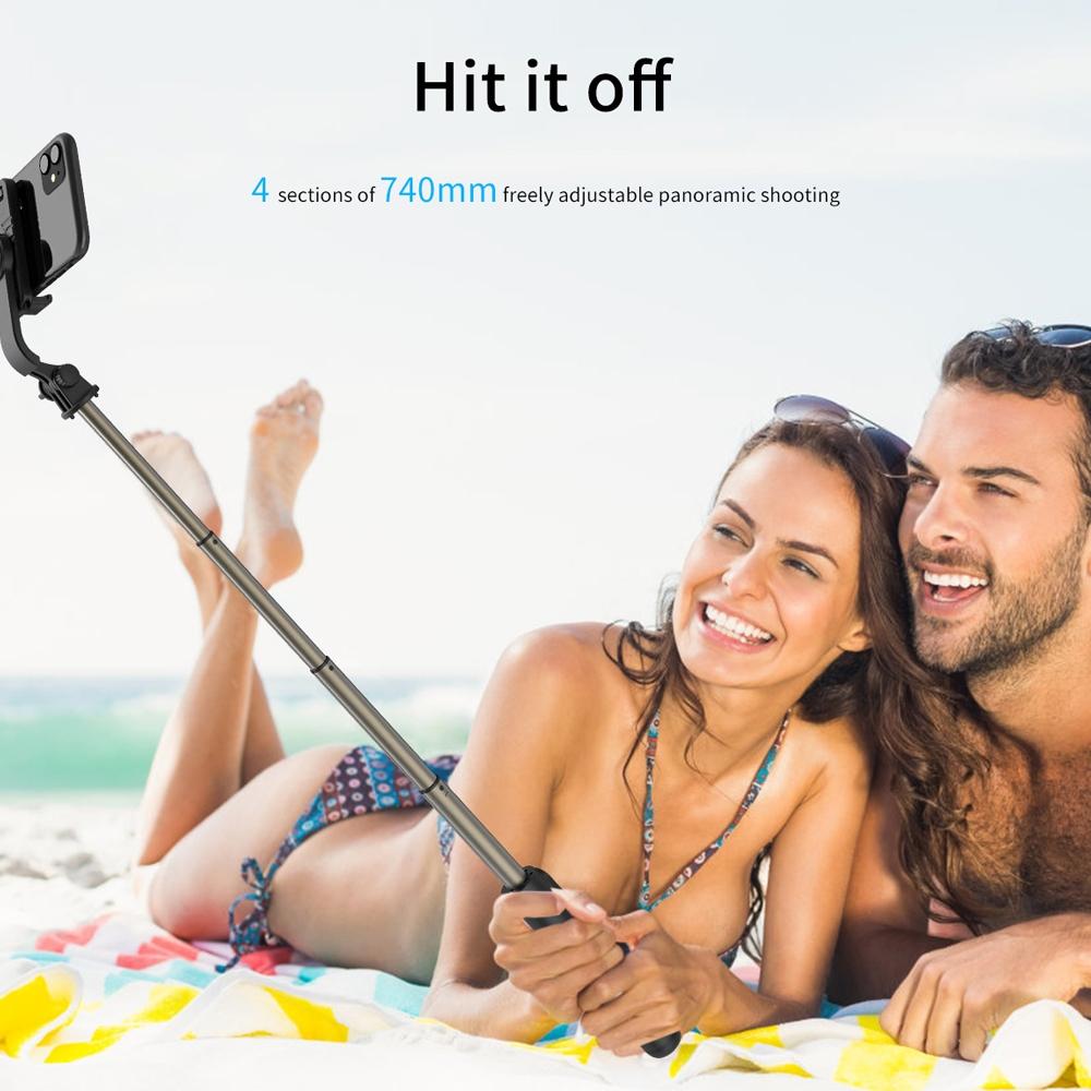 Bluetooth Remote Selfie Stick with Tripod and Phone Holder - Black 7