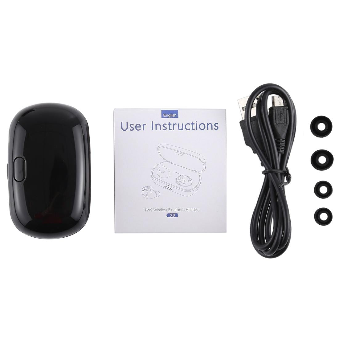 Portable Bluetooth V5.0 Earphones with Charging Box - X8 Tws for Outdoor Sports Black 5