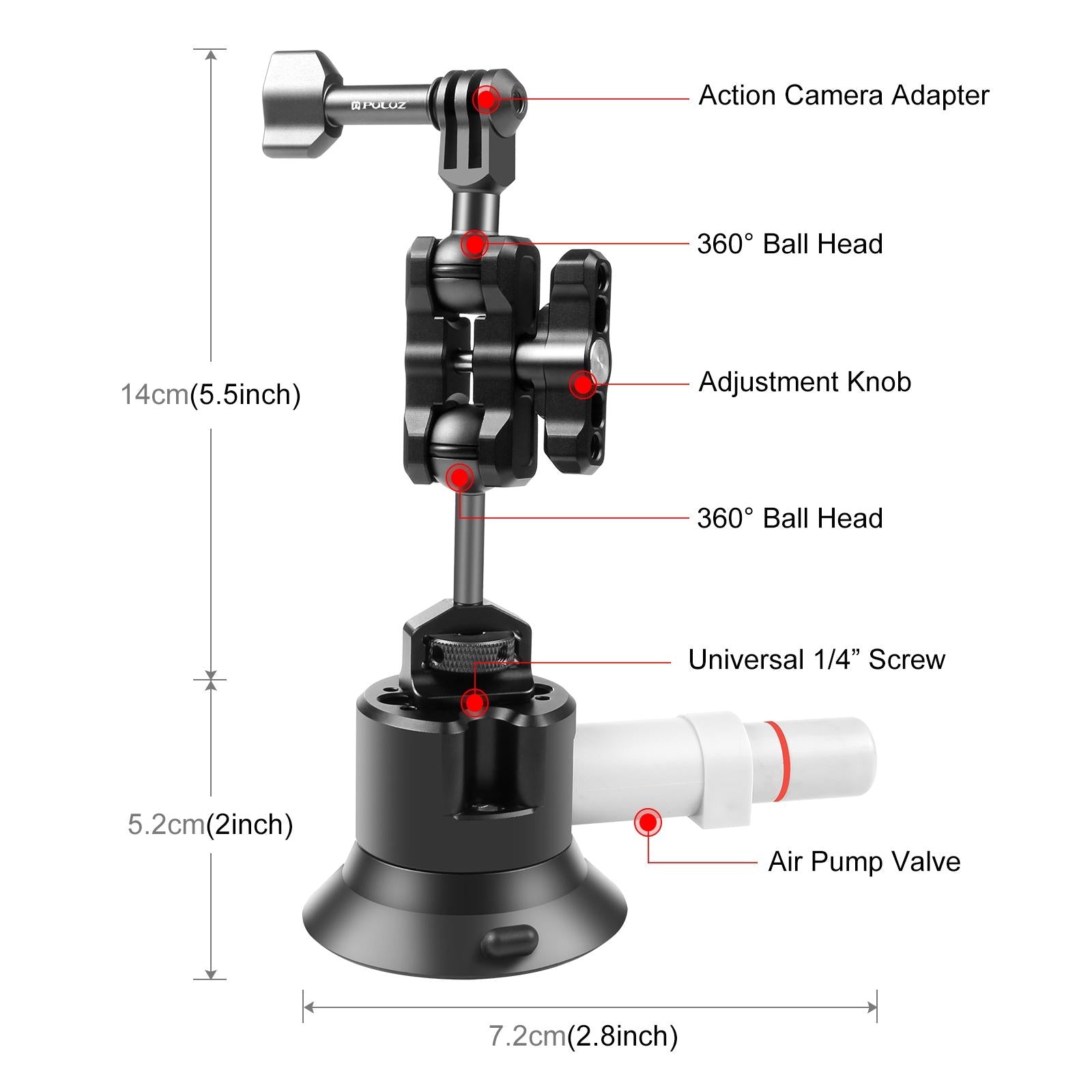 Aluminum Magic Arm with Suction Cup Mount 3