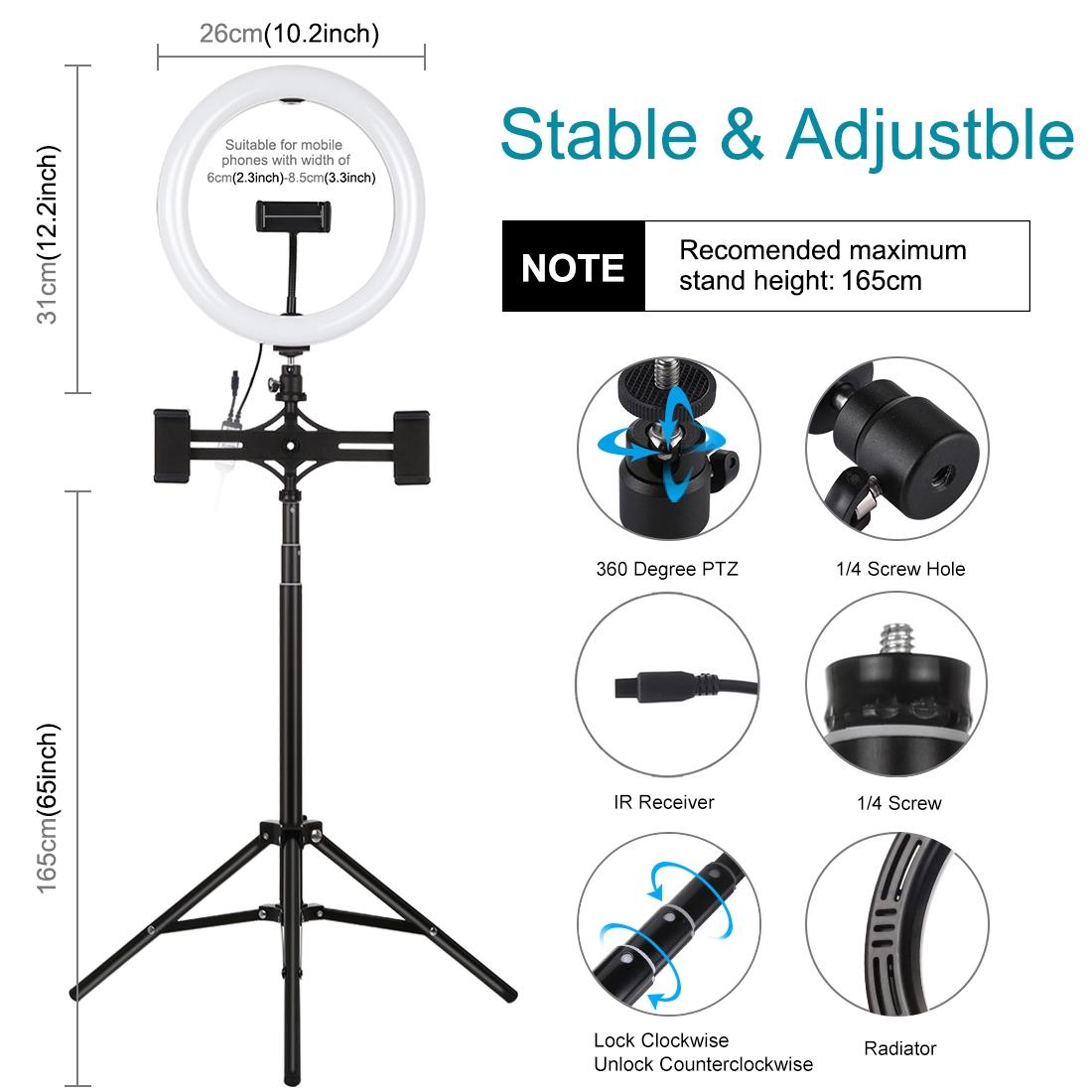 10.2 Rgbw Led Ring Light Kit with Tripod and Phone Mount 9