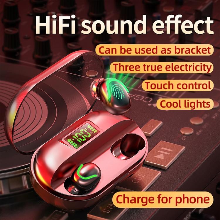 True Wireless Bluetooth 5.0 Earphones with Touch Display and Charging Box - Black 6