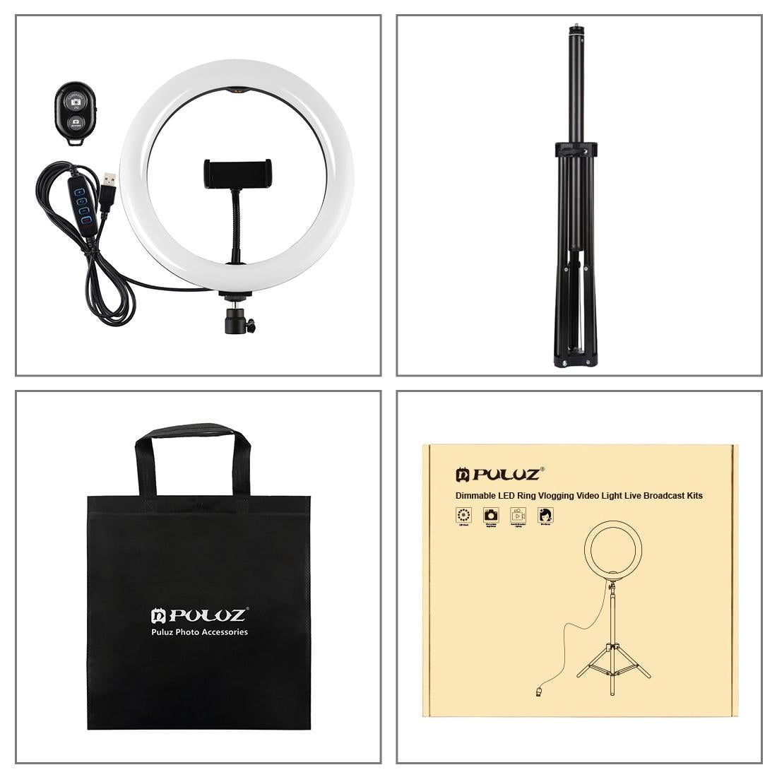 10.2 26cm Ring Light Kit with Tripod Usb 3 Modes Dual Colour Phone Clamp Remote - Black 11