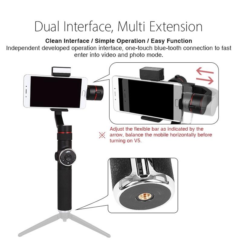3-axis Gimbal Stabilizer with Tripod Mount & Fill Light for Smartphones - Black 4