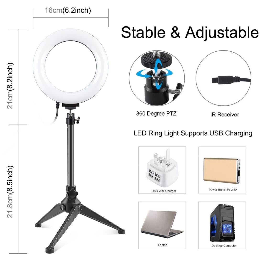 6.2 Rgbw Led Ring Light with Tripod and Remote Control 6