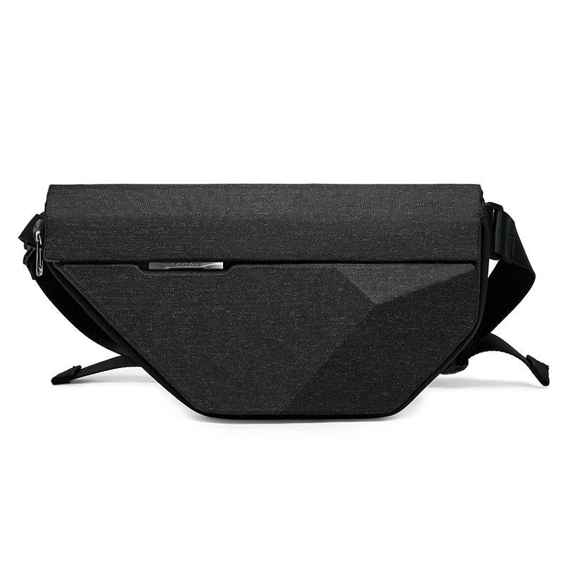 Waterproof Men Crossbody Chest Bag Hard Shell Pyramid Design Black