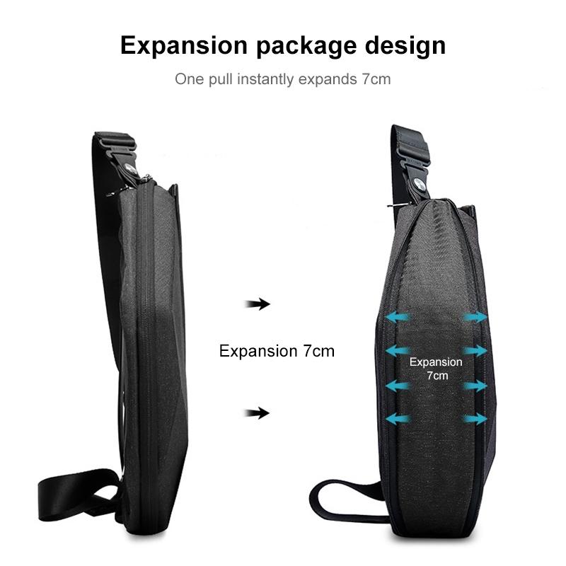 Waterproof Men Crossbody Chest Bag Hard Shell Pyramid Design Black 6