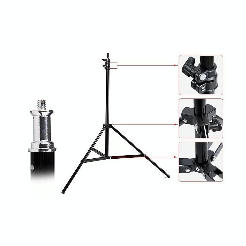 Aluminum Light Stand For Studio Flash - 1.9M Height - Black 3