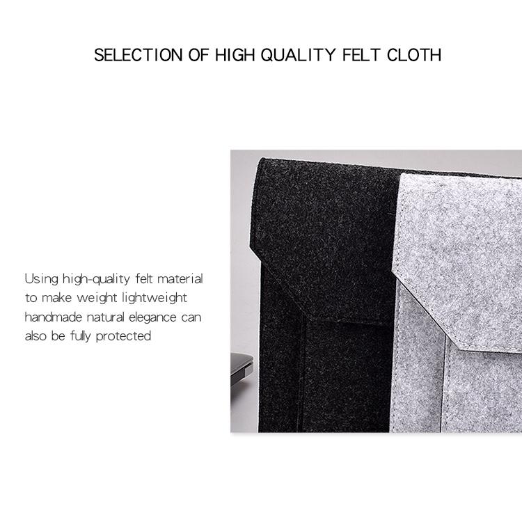 Versatile Felt Laptop Inner Bag with Button Closure - Black 8