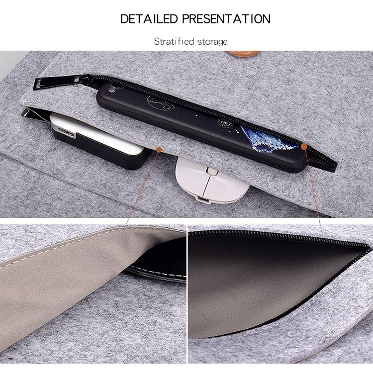 Versatile Felt Laptop Inner Bag with Button Closure - Black 9