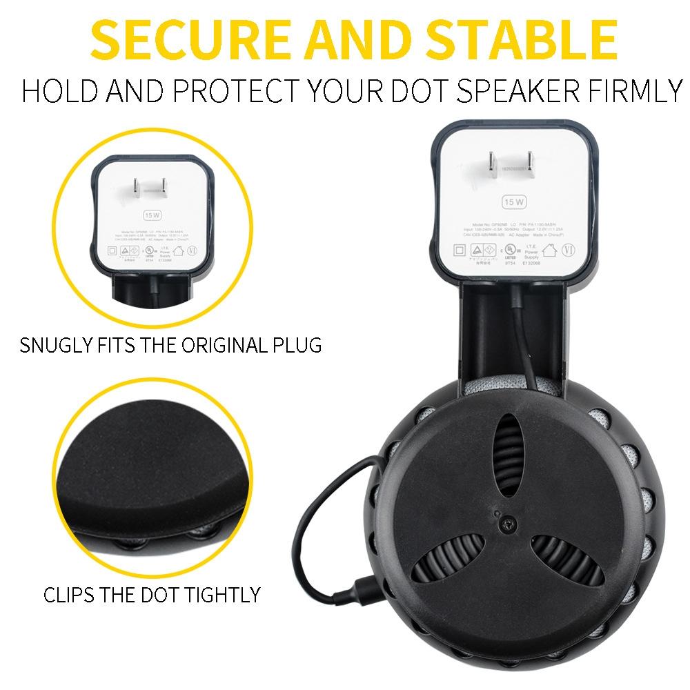 Smart Bluetooth Speaker Holder for Amazon Echo Dot 3 - Portable Wall Plug Accessory Black 6
