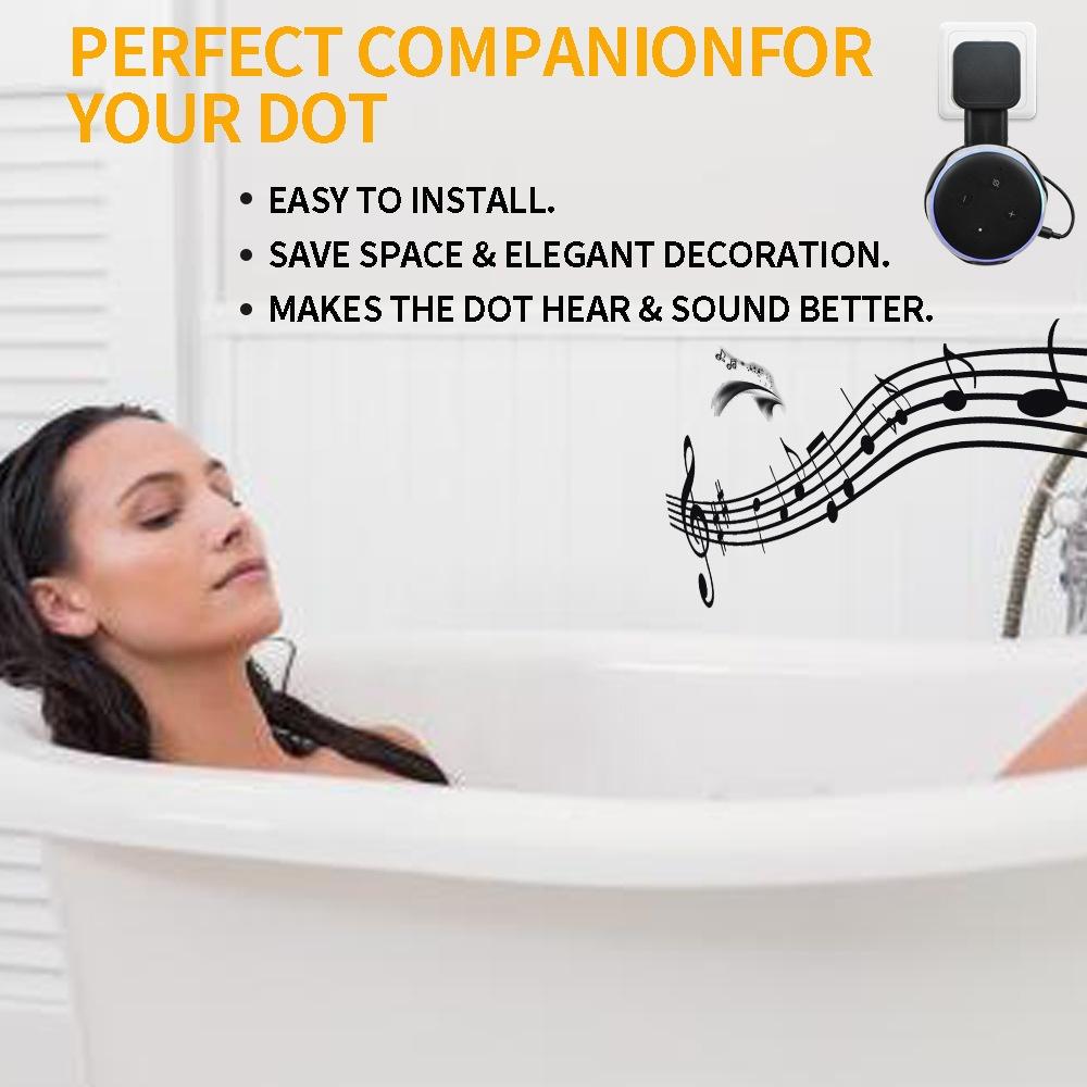 Smart Bluetooth Speaker Holder for Amazon Echo Dot 3 - Portable Wall Plug Accessory Black 10