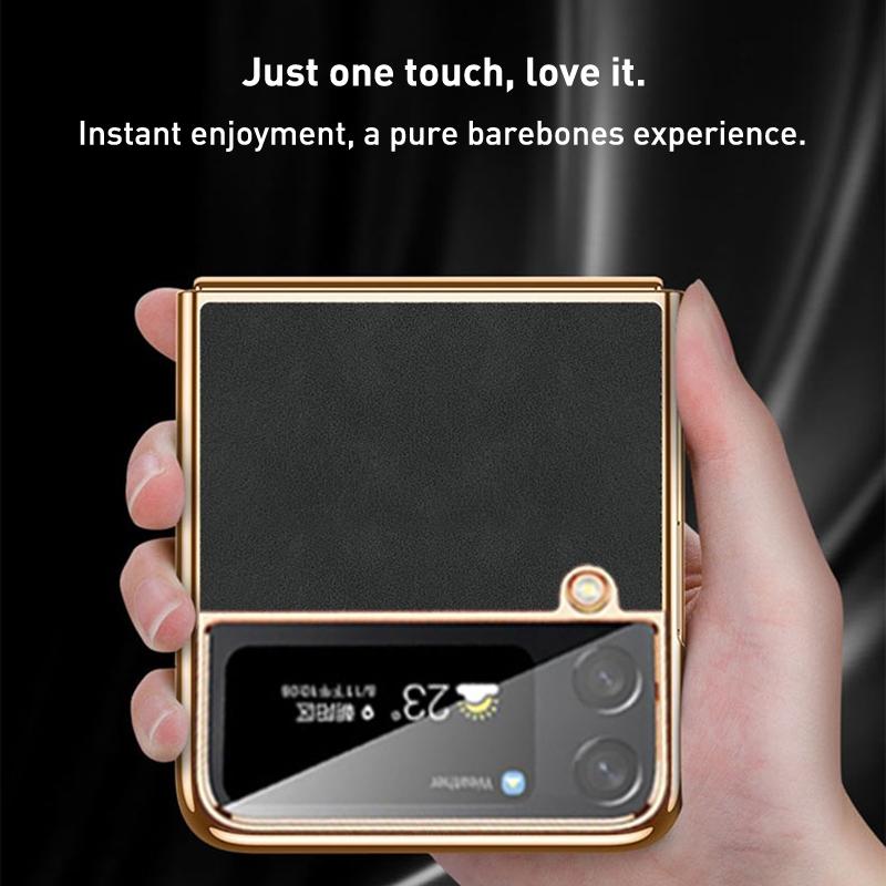 For Samsung Galaxy z Fold4 5G Foldable Lambskin Phone Case - Electroplated - Navy Blue 3