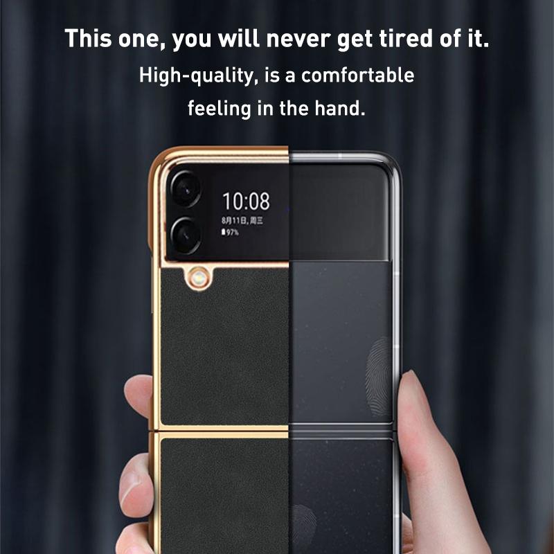 For Samsung Galaxy z Fold4 5G Foldable Lambskin Phone Case - Electroplated - Navy Blue 5