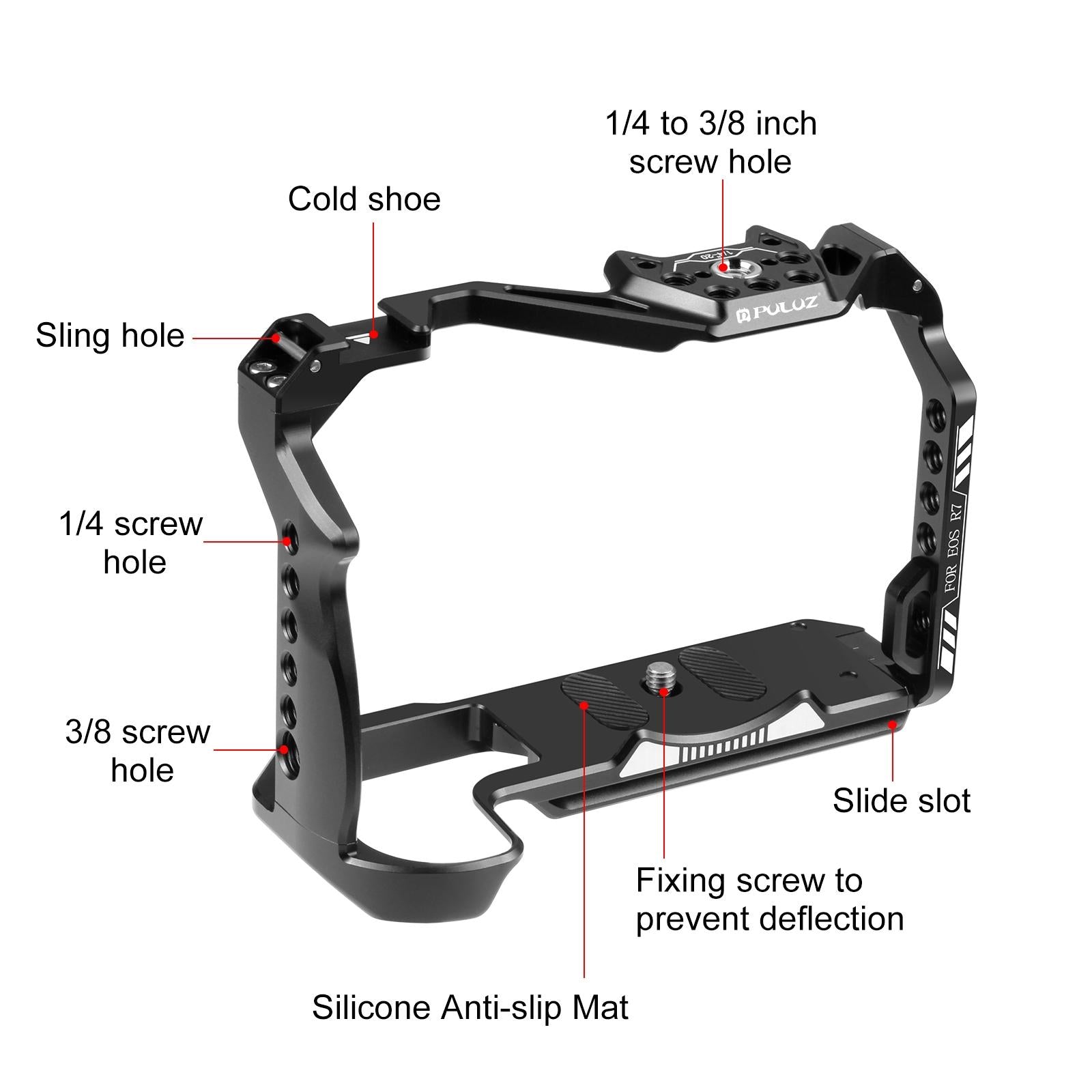 Metal Camera Cage For Canon Eos R7 Stabilizer Rig - Black 4