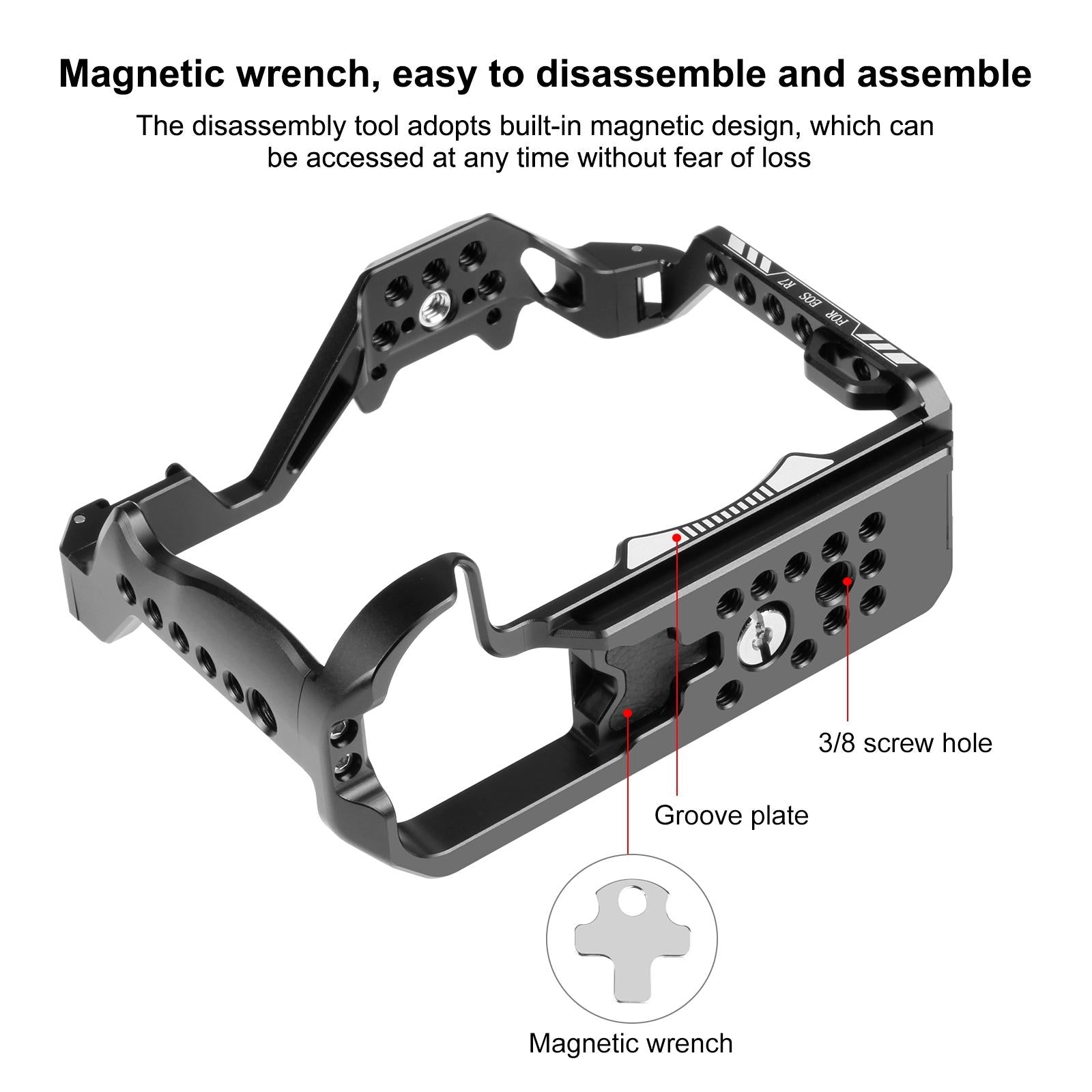 Metal Camera Cage For Canon Eos R7 Stabilizer Rig - Black 5