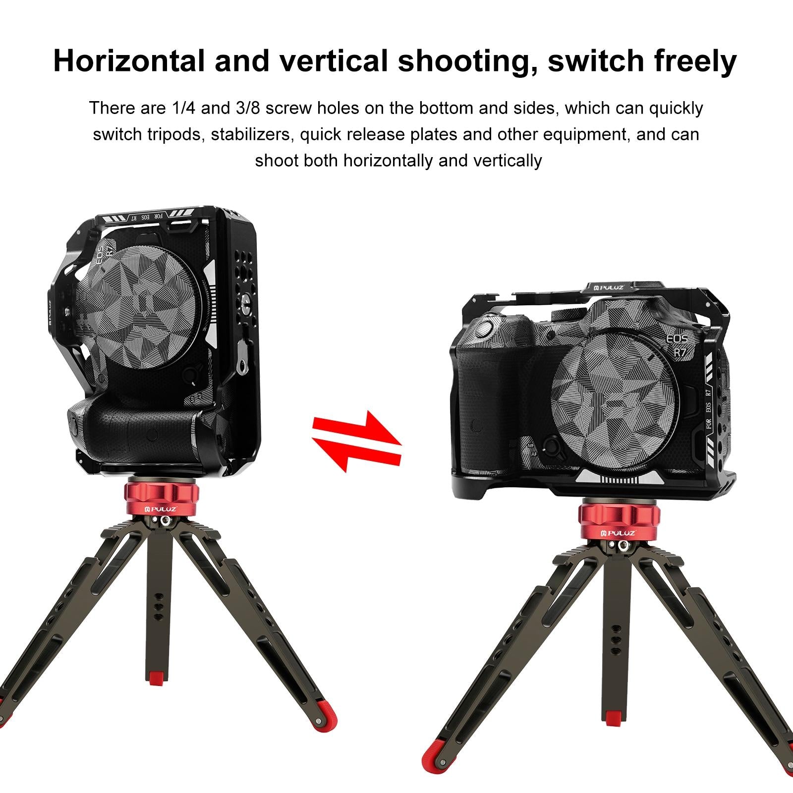 Metal Camera Cage For Canon Eos R7 Stabilizer Rig - Black 6
