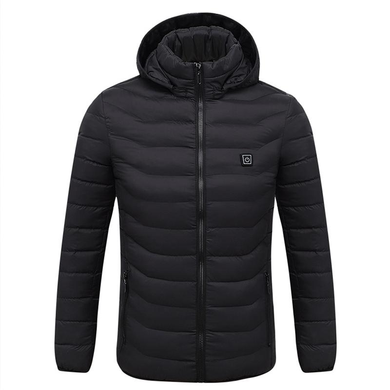 Winter Smart Electric Heating Hooded Jacket - Size Xxxxl - Black