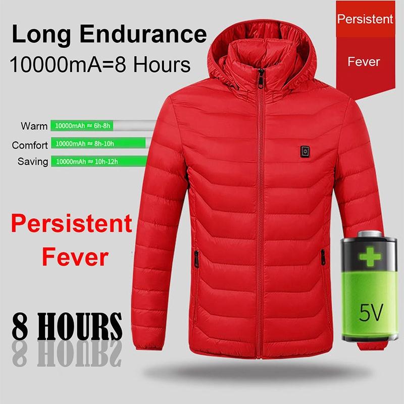 Winter Smart Electric Heating Hooded Jacket - Size Xxxxl - Black 10