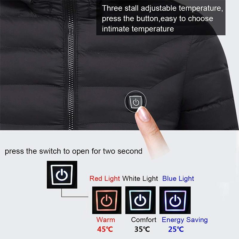 Winter Smart Electric Heating Hooded Jacket - Size Xxxxl - Black 11