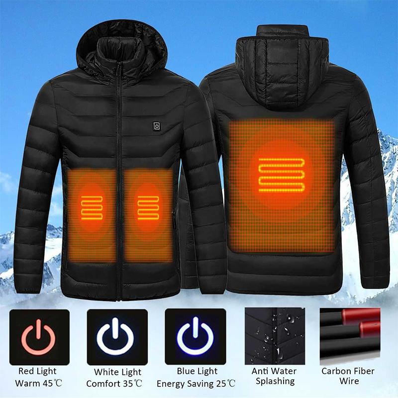 Winter Smart Electric Heating Hooded Jacket - Size Xxxxl - Black 14