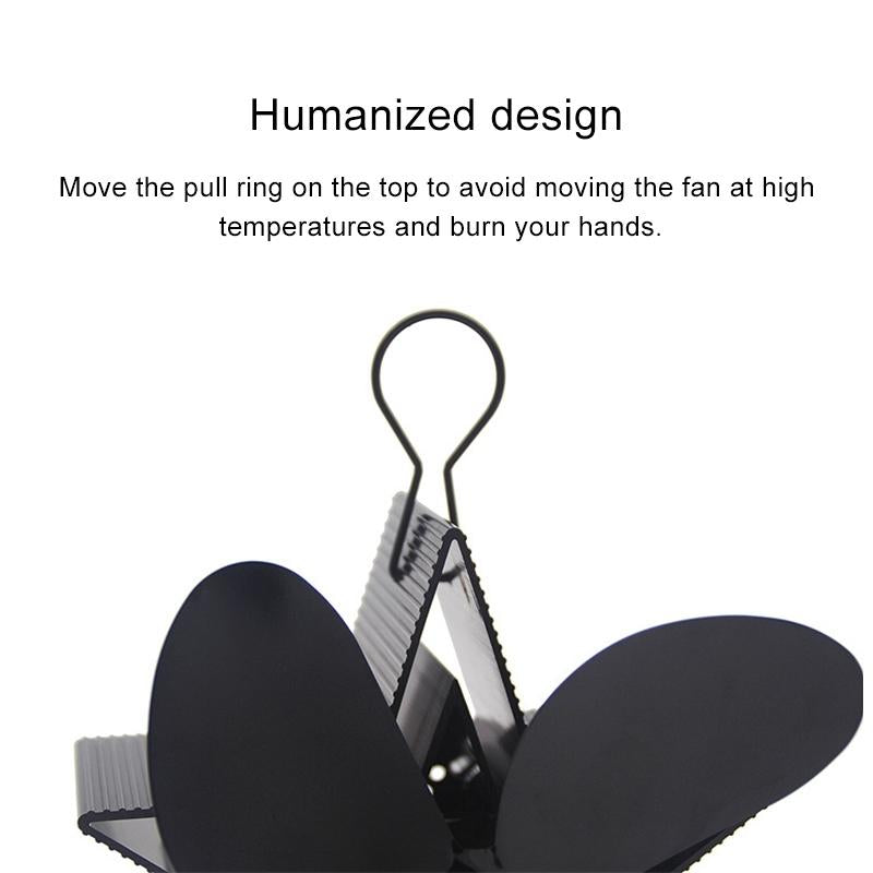 Efficient 4-blade Heat-powered Stove Fan - Aluminum - Black 6