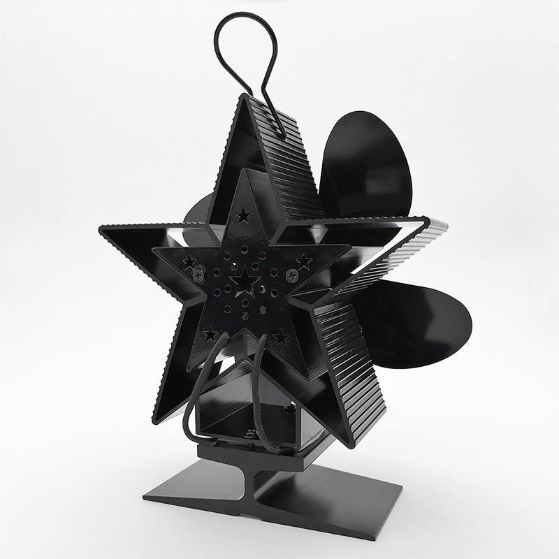 Efficient 4-blade Heat-powered Stove Fan - Aluminum - Black 11