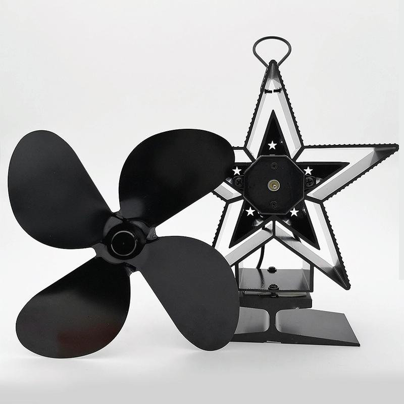 Efficient 4-blade Heat-powered Stove Fan - Aluminum - Black 12