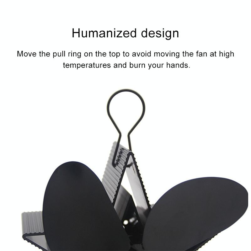 Efficient 4-blade Heat-powered Stove Fan - Aluminum - Black 13