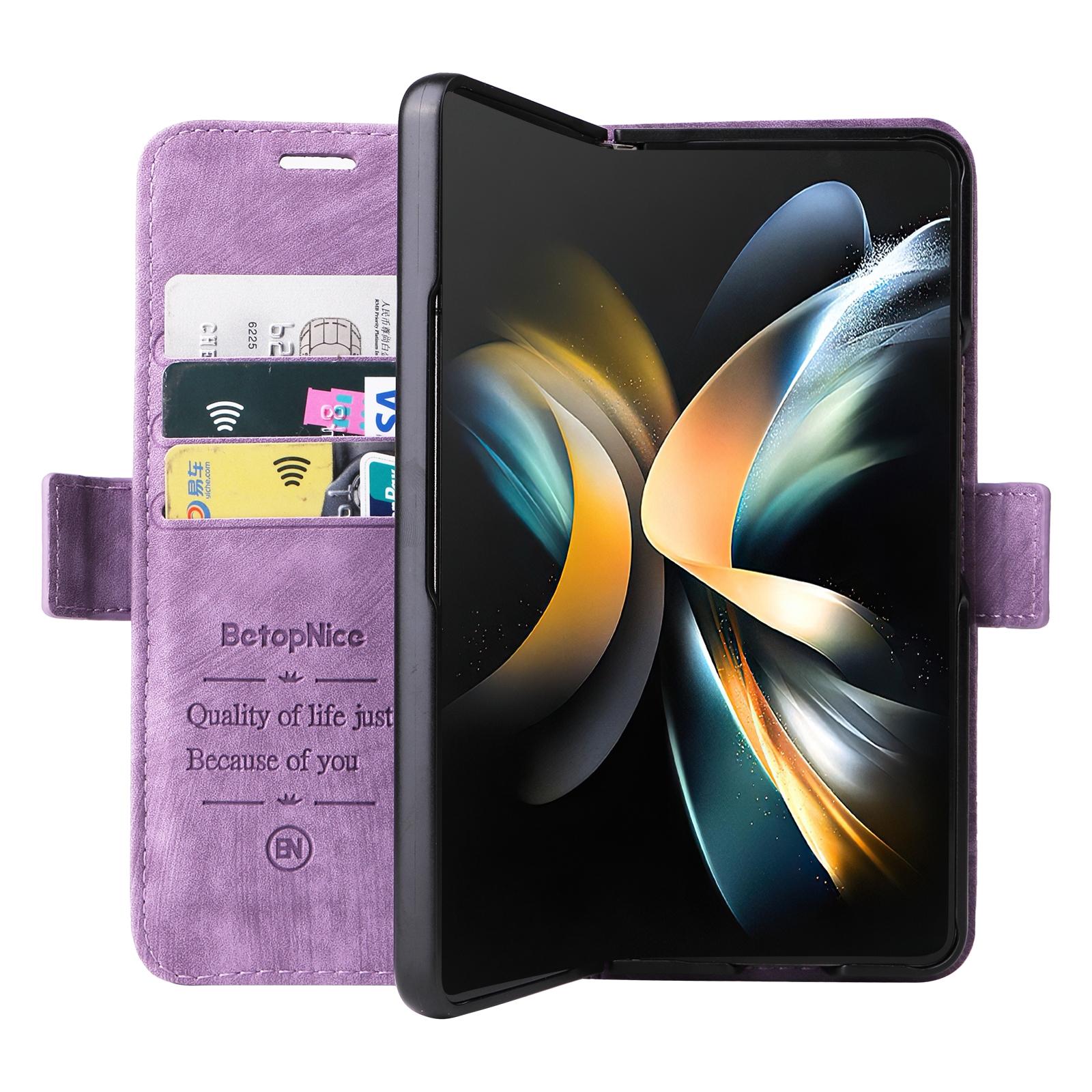 For Samsung Galaxy Z Fold4 5G Leather Dual Buckle Phone Case - Black 5