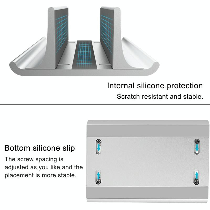Adjustable Vertical Laptop Stand - Portable Aluminum Alloy Base Black 5