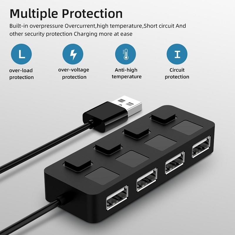 4-Port Usb 2.0 Hub With Switches - Black 5