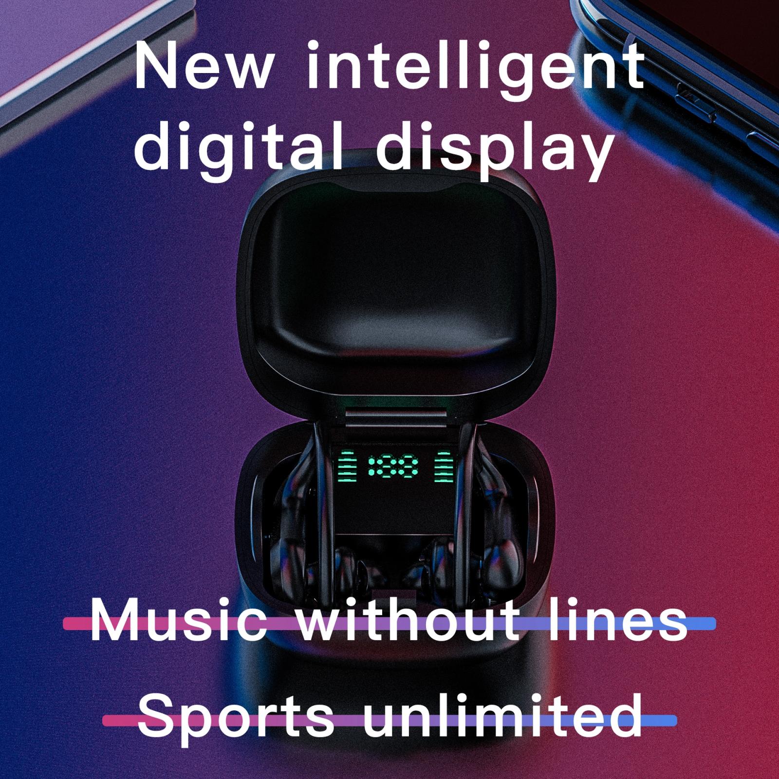 Wireless Bluetooth Earphones with Charging Box and Digital Display - 258 - Black 9