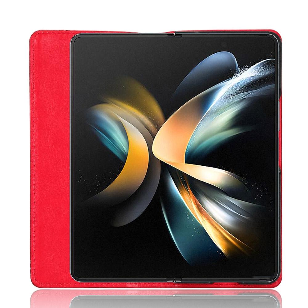 For Samsung Galaxy Z Fold4 5G Vintage Leather Phone Case With Magnetic Buckle - Red 4
