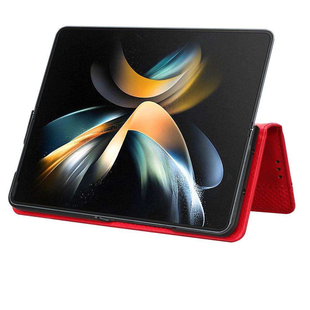 For Samsung Galaxy Z Fold4 5G Vintage Leather Phone Case With Magnetic Buckle - Red 5